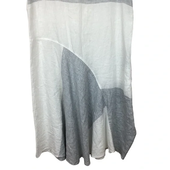 OSKA Linen Midi Dress White Gray #510 - Picture 5 of 8